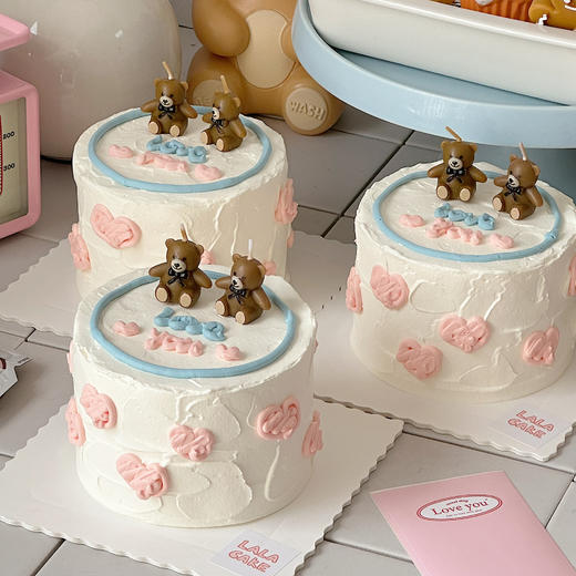 【七夕情人节】love you | 小熊蜡烛告白蛋糕A款 商品图0