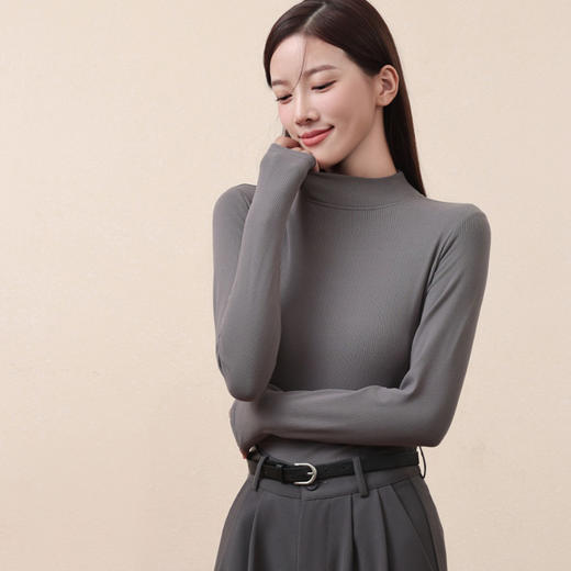 【特价】男女士巴黎阳绒柔软舒适竖纹磨毛中领打底衫保暖单上衣2337/3372 商品图4