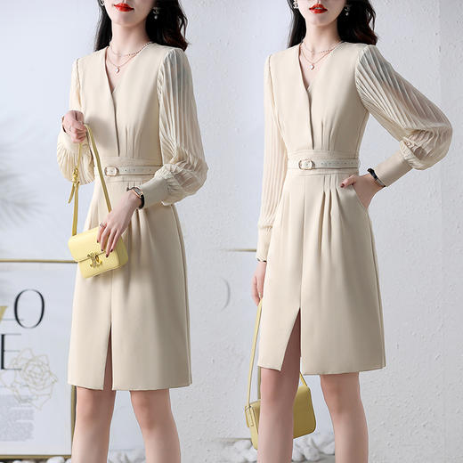 秋季新款，显瘦气质法式A字裙子赫本早秋连衣裙HR-ZRX5138 商品图0