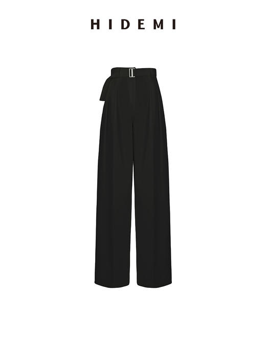 HIDEMI 高腰显瘦挺括感双褶显瘦阔腿裤 商品图9