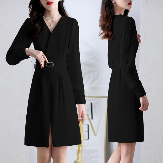 秋季新款，显瘦气质法式A字裙子赫本早秋连衣裙HR-ZRX5138 商品图3