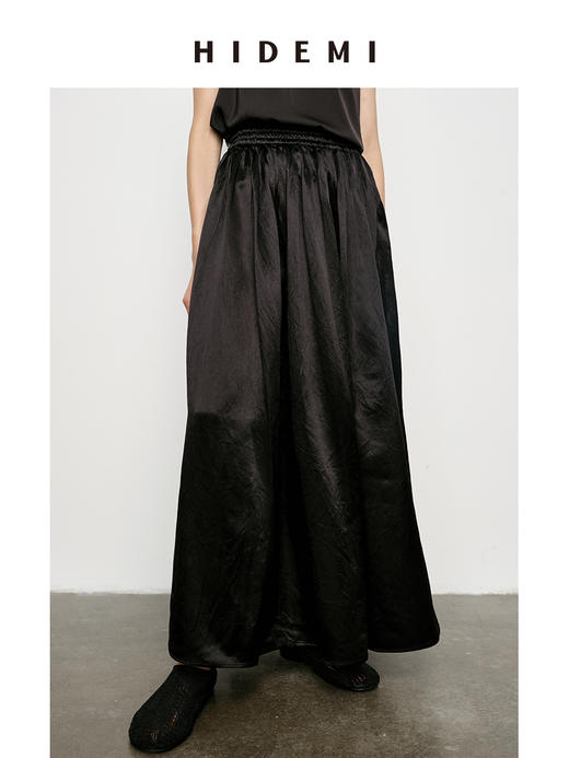 HIDEMI 艺术缎面光泽感褶皱荡漾领丝巾绑带套装 衬衫/半身裙 商品图8