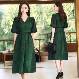ASE-QX311   V领气质百搭时尚真丝连衣裙