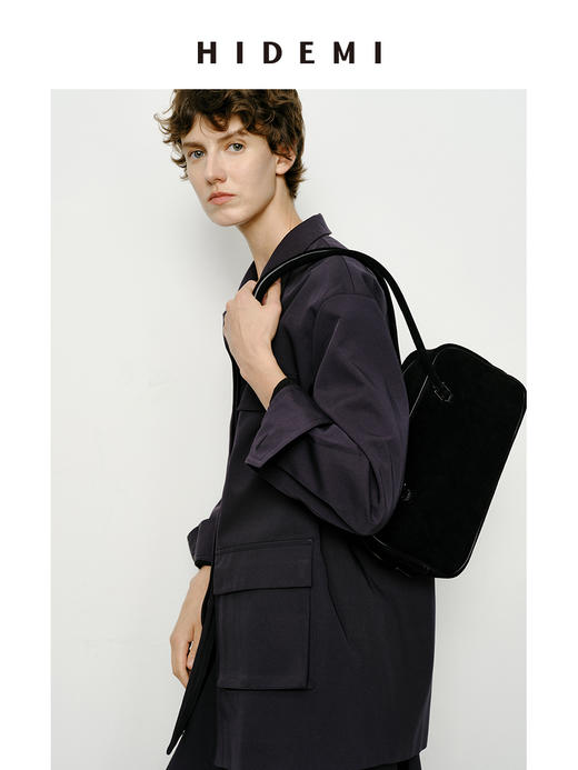 HIDEMI 麂皮波士顿两用包 可手提可腋下肩背 棕色/黑色/深咖色 商品图5