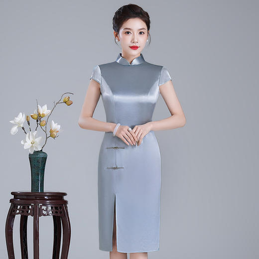 LHS-A29新款婚宴两件套旗袍高贵气质喜婆婆结婚礼服裙平时可穿 商品图1