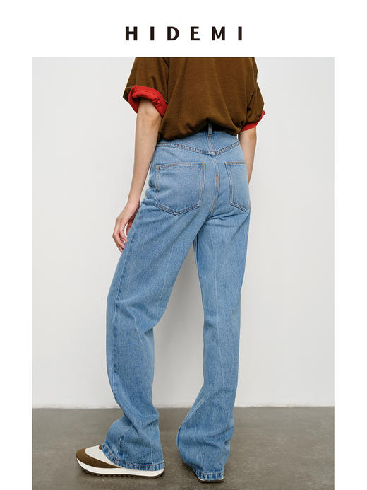 HIDEMI 水洗做旧感高品相单宁牛仔直筒裤 商品图10