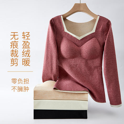 【免穿文胸保暖上衣】罩杯一体免穿文胸 零负担比文胸更舒适 双面磨毛全天候保暖锁温 外穿性感隐形内搭不外漏 商品图2