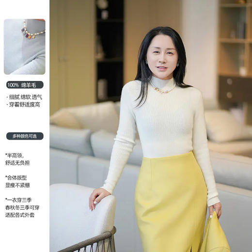 M2臣禾【彩虹毛衫】半高领针织衫【100%绵羊毛】  H233090258【金猪甄选】 商品图7