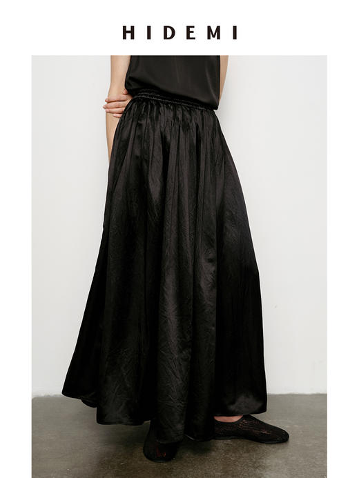 HIDEMI 艺术缎面光泽感褶皱荡漾领丝巾绑带套装 衬衫/半身裙 商品图6