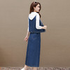 秋款休闲，长袖连帽时尚小衫短款时髦马甲中长款半身裙牛仔三件套QYM-XYKL-3911-L 商品缩略图2