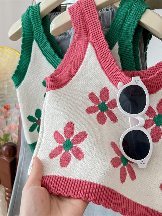 【新款花朵毛线马甲】秋季新款女童花朵毛线马甲女，宝宝针织衫，坎肩婴儿毛衣背心百搭lish 商品图3