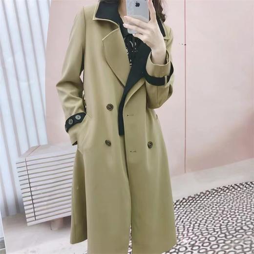 C6001         法式气质高端翻领双排扣收腰显瘦中长款风衣外套（特价不退换） 商品图3