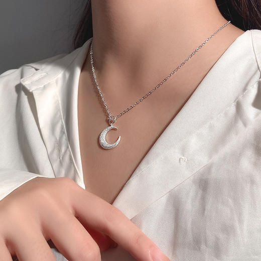 【寻月】S925银摆动月亮项链【YXS-A2358】 商品图3