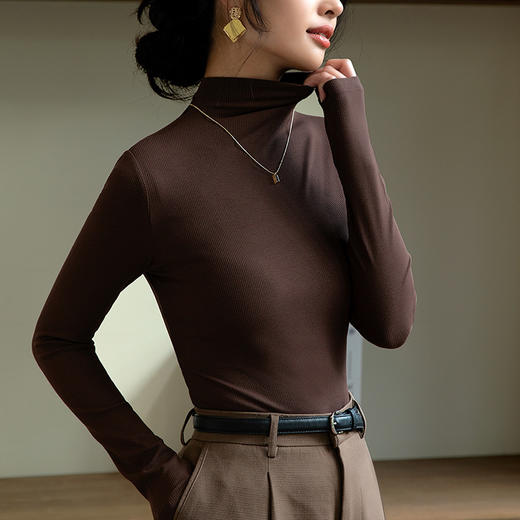 【螺纹半高领打底衫女】秋冬新款内搭保暖衣 韩版百搭显瘦长袖t恤 商品图7