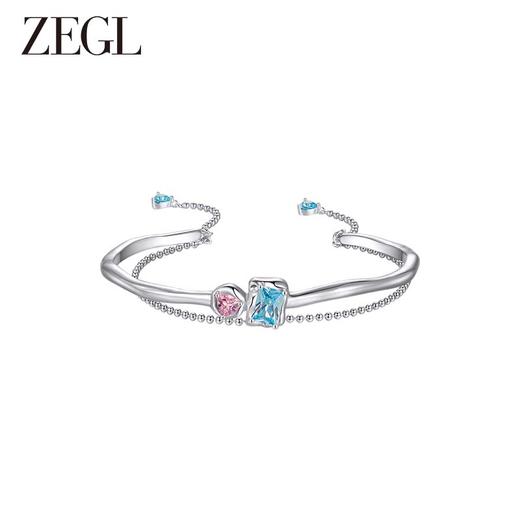 ZEGL设计师肌理系列彩色锆石手镯女手链轻奢小众精致手环开口镯子 商品图1
