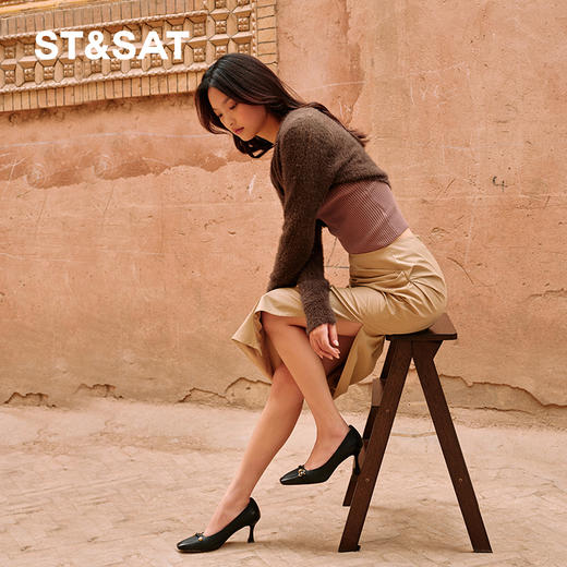 星期六通勤方头气质细高跟单鞋SS33111215 商品图3