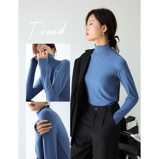 【49元三件！加赠一双袜子】牛奶丝美肤面膜打底衫 8色半高领 舒适保暖 秋冬打底 时尚百搭 多色可选 商品图2