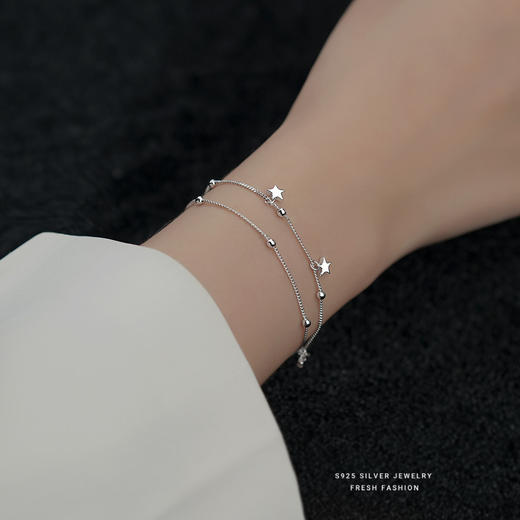 【星波】S925银小星星双层圆珠手链【YXS-L594】 商品图1
