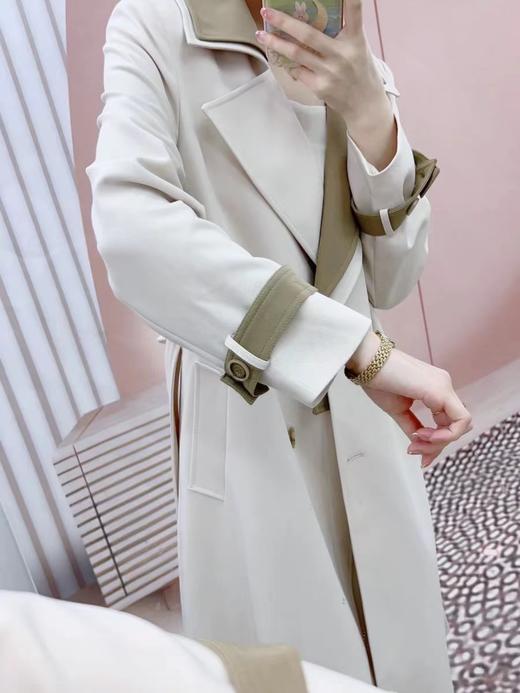 C6001         法式气质高端翻领双排扣收腰显瘦中长款风衣外套（特价不退换） 商品图5