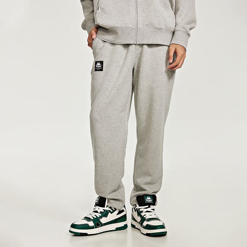 Kappa卡帕针织运动裤2023新款男抽绳松紧腰长裤休闲收口小脚卫裤