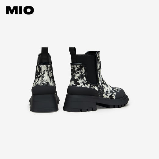 MIO米奥冬季新款靴子圆头中跟酷感厚底新中式切尔西靴女靴M235689509 商品图4