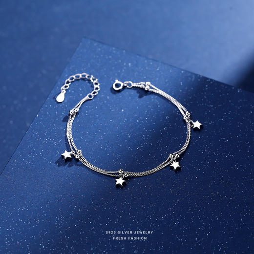 【星波】S925银小星星双层圆珠手链【YXS-L594】 商品图3