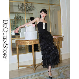 BeQueenStory【爱之泉眼星空裙】轻奢重工珠片刺绣仙气千层蛋糕裙