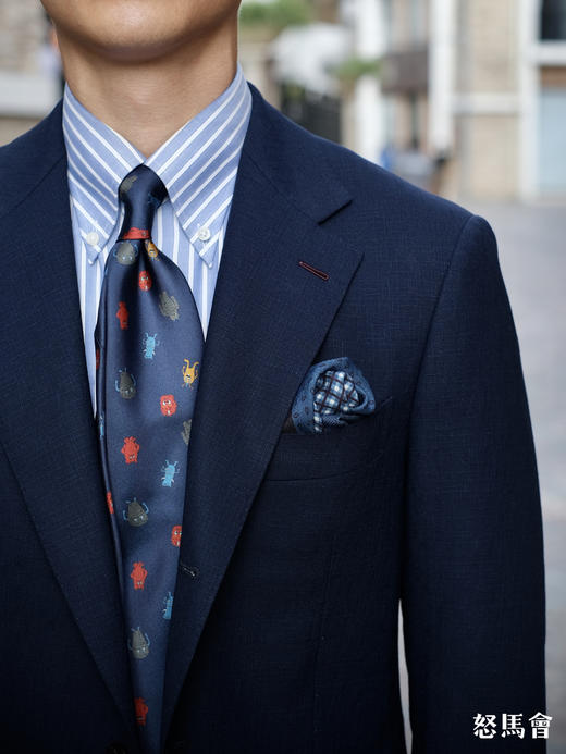 Stylbiella Cube 四经四纬强捻抗皱澳洲美丽诺羊毛藏蓝色全麻衬套装 商品图6