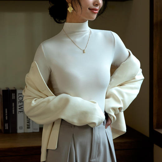 【螺纹半高领打底衫女】秋冬新款内搭保暖衣 韩版百搭显瘦长袖t恤 商品图5