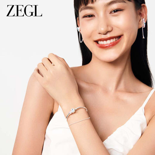ZEGL设计师肌理系列彩色锆石手镯女手链轻奢小众精致手环开口镯子 商品图3