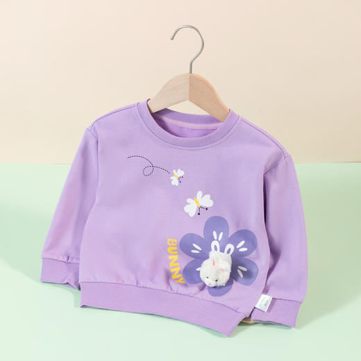 贝贝怡童装女童香芋紫套头卫衣春秋新款儿童上衣小兔上装宝宝衣服233S3259 商品图1