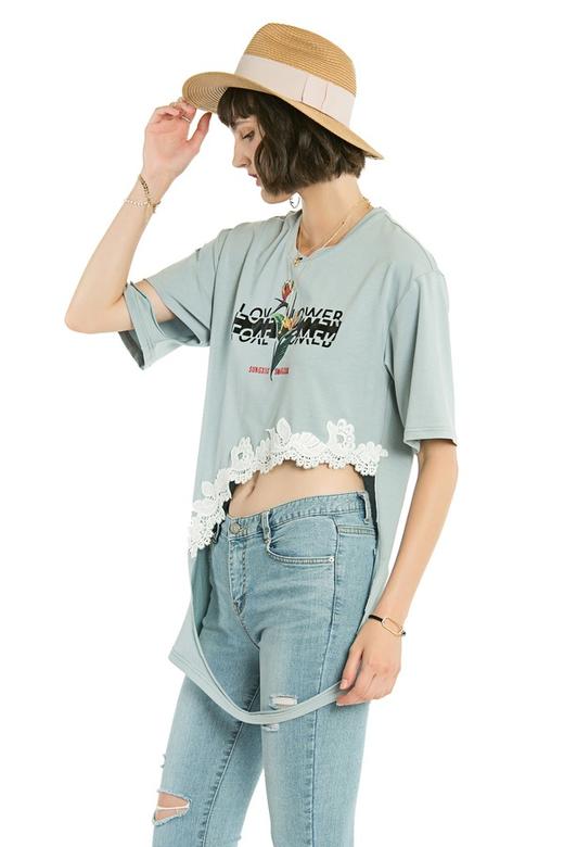 SUMMER & SAGE 蕾丝装饰镂空T恤 2867 商品图2
