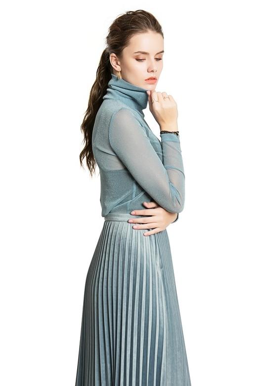 AVA 蓝色透视高领上衣 3888 商品图2