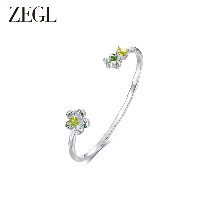 ZEGL设计师肌理系列透明花朵手镯女轻奢小众精致手环新款开口镯子