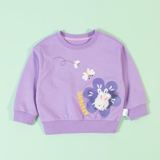 贝贝怡童装女童香芋紫套头卫衣春秋新款儿童上衣小兔上装宝宝衣服233S3259 商品图2