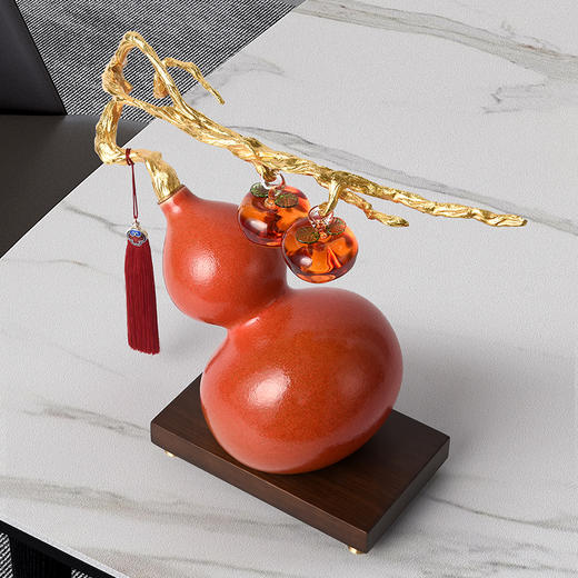 E-RD6357 事事如意陶瓷葫芦+珐琅工艺枝头摆件(350*160*340) 商品图1