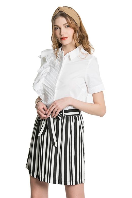 WEN&VI 白色不规则荷叶边上衣 715 商品图0