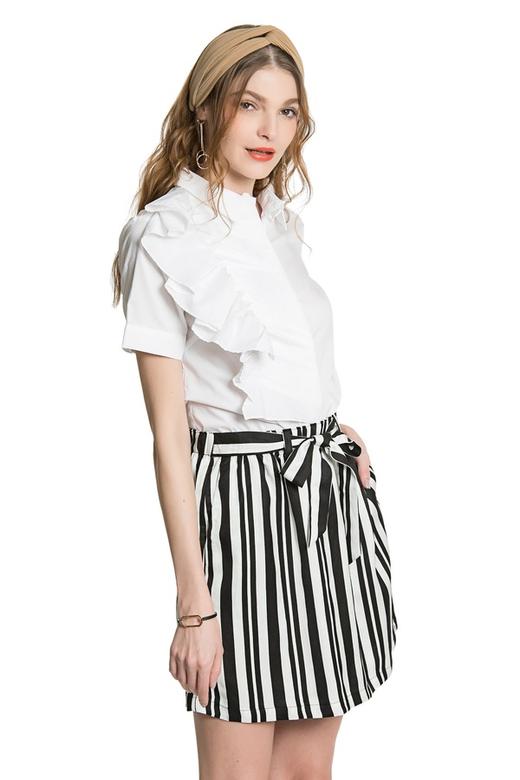 WEN&VI 白色不规则荷叶边上衣 715 商品图1