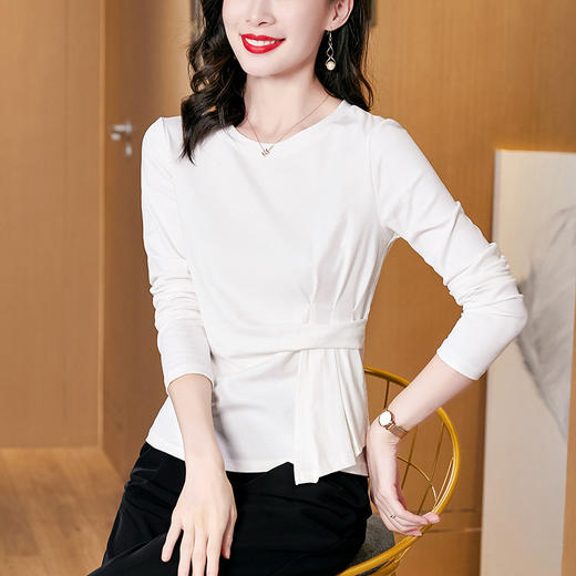 SMZ9772 别致小众长袖上衣女内搭2023秋冬打底衫可外穿收腰独特显瘦t恤潮 商品图2