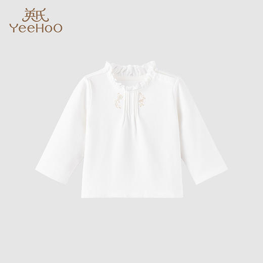 英氏女宝宝T恤荷叶领刺绣套头衫2023春夏外出上衣YRTAJ3P277A 商品图0