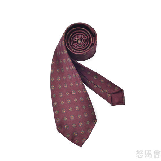 暗红色印花蚕丝手工领带 商品图1