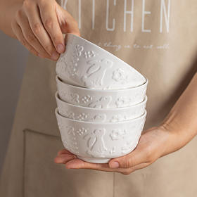 摩登主妇浮雕陶瓷碗盘餐具家用新款2023特别好看的米饭碗汤碗盘子