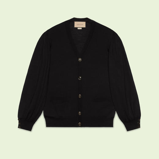 GUCCI 古驰 女士细羊毛针织开衫 黑色 695848 XKCBW 1000 商品图0