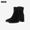 MIO米奥冬季方头方跟通勤靴子复古印花个性潮感时装靴女靴M235601935 商品缩略图3