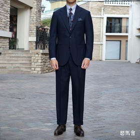 Stylbiella Cube 四经四纬强捻抗皱澳洲美丽诺羊毛藏蓝色全麻衬套装