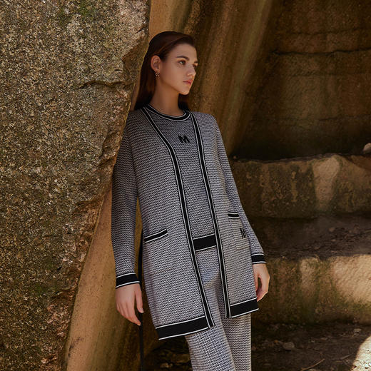 【纯羊毛针织开衫外套】23秋冬新品女士100%羊毛薄款中长款针织外套 商品图2