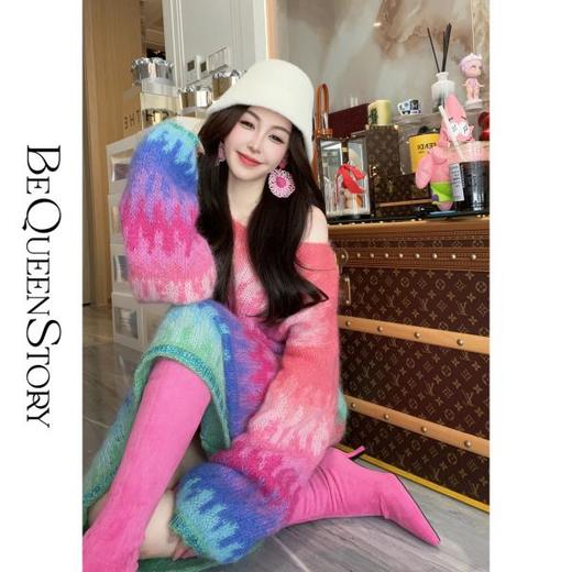 【孤品样衣，不退不换】【心愿彩虹】历时4个半月/3天出2件 马海毛彩虹钩花毛衣 商品图3