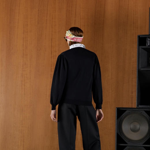 GUCCI 古驰 女士细羊毛针织开衫 黑色 695848 XKCBW 1000 商品图2