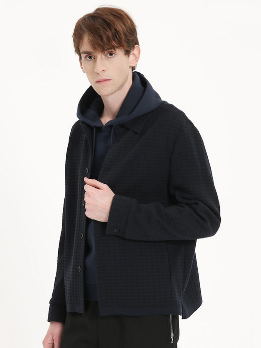 callisto藏青针织千鸟格羊毛混纺夹克外套 FSFEJ039C NA 商品图1