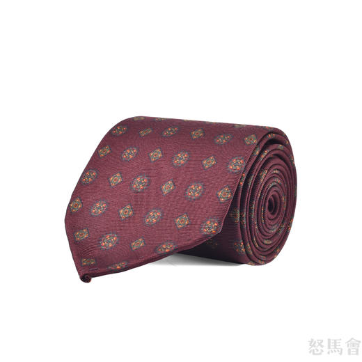 暗红色印花蚕丝手工领带 商品图0